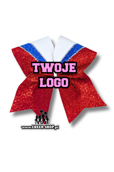 brokatowa kokarda, kokarda z cekinami, profesjonalna kokarda, professional bow, cheer bow, kokarda dla cheerleaders, kokarda z twoim logiem, your logo, customized bow, kokarda z Twoim imieniem, kokard