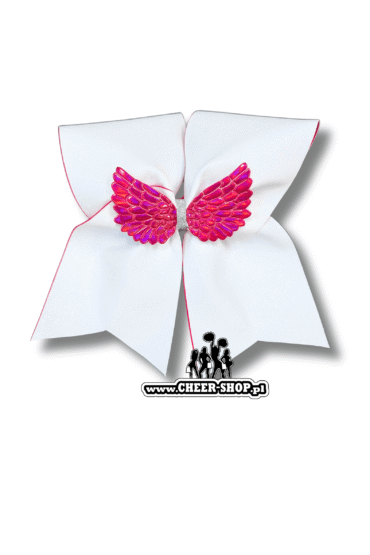 kokarda hot pink wings, angel bow, cheer bow, professional bow, kokarda profesjonalna, kokarda dla cheerleaderek, kokarda ze skrzydłami, bow with wings