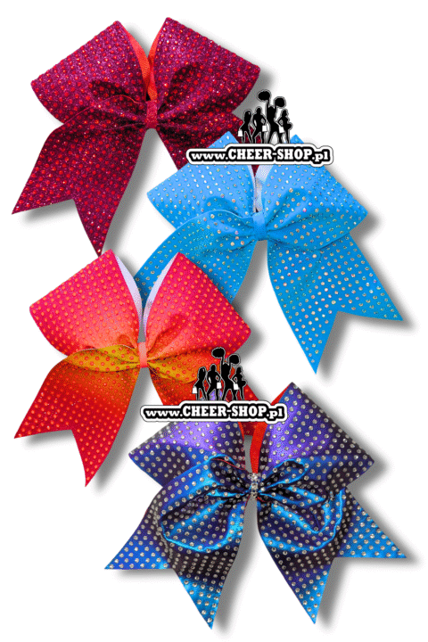 Kokarda Full Out, profesjonalna kokarda do włosów dla cheerleaderek, professional bow, cheer bow, kokarda dla cheerleaders, kokarda z dżetami, kokarda z cyrkoniami, kokarda z diamencikami