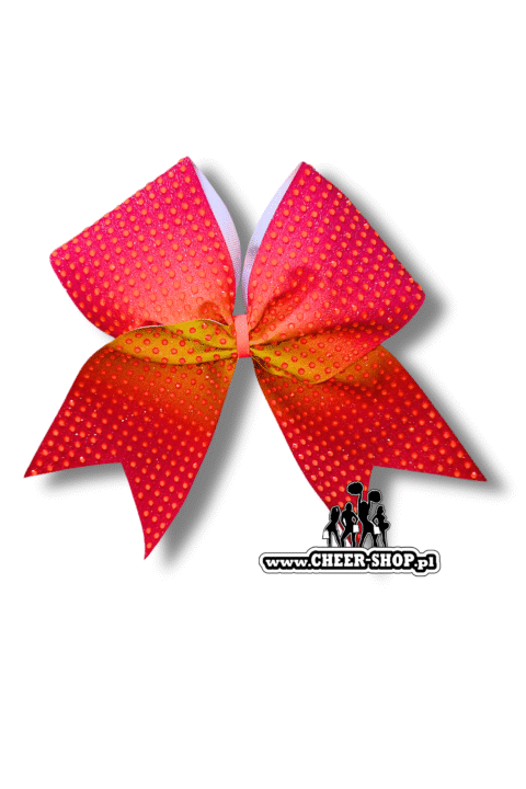 Kokarda Full Out własny nadruk, gradient, profesjonalna kokarda do włosów dla cheerleaderek, professional bow, cheer bow, kokarda z dżetami, kokarda z cyrkoniami, kokarda z diamencikami
