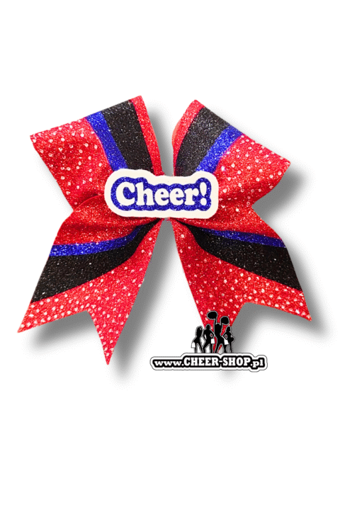 Kokarda Scale, profesjonalna kokarda dla cheerleaderek, professional bow, cheer bow, kokarda z dżetami, kokarda z cyrkoniami, środek 3D, 3D center, spiderman bow