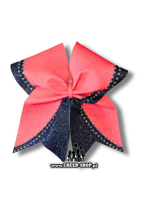 kokarda bow & arrow neon grapefruit graphite, cheer bow, kokarda dla cheerleaders, professional bow, profesjonalna kokarda dla cheerleaderek