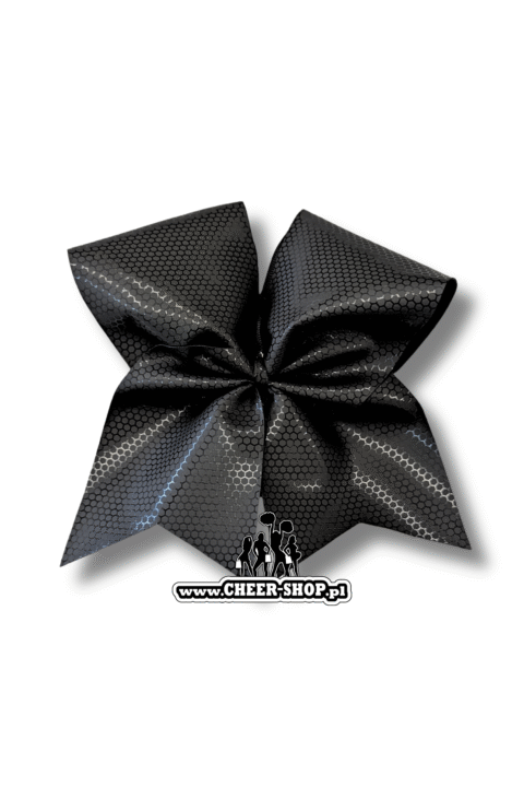 Kokarda honeycomb, czarna kokarda, black bow, black metallic, kokarda metaliczna, metallic bow, honeycomb bow, cheerbow, cheershop