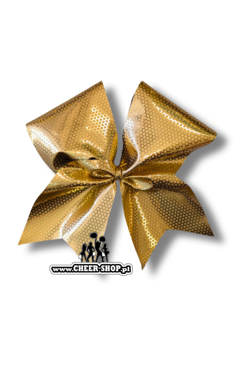 Kokarda honeycomb, złota kokarda, gold bow, kokarda metaliczna, metallic bow, honeycomb bow, cheerbow, cheershop