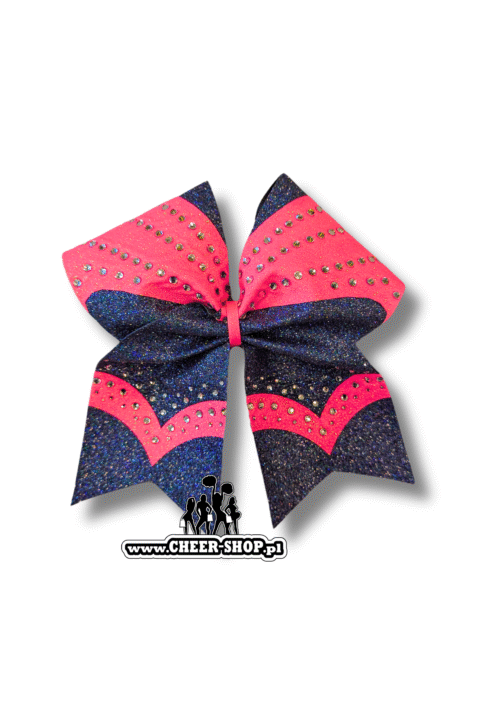 kokarda grand champion, cheer kokarda cheer bow, kokarda dla cheerleaderki, kokarda level 7, kokarda z dżetami, kokarda ze zdobieniami, różowo szara kokarda