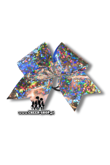 kokarda iced glass, kokarda metaliczna, kokarda holo, srebrna kokarda cheer kokarda profesjonalna kokarda, cheer bow, cheer-shop.pl