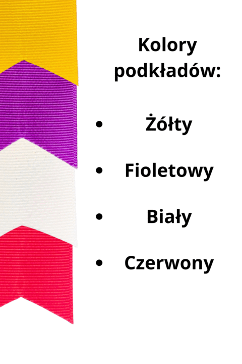kolory podkładów do wyboru, kolory wstążek brelok kokarda odblaskowa reflective