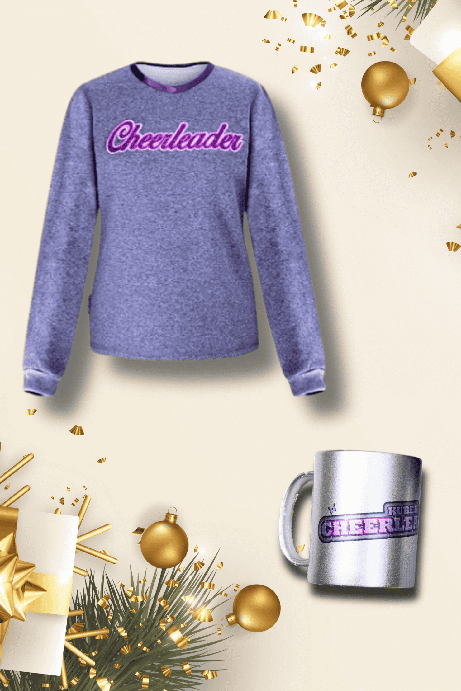 Cheer Box Świąteczny Cheerleader, zestaw prezentowy, gift set, ocieplana bluza, brokatowy kubek, brelok mini pomponik