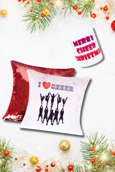 Cheer Box Świąteczny Merry Cheer Christmas, cekinowa poduszka, kubek świąteczny, zestaw prezentowy, gift set