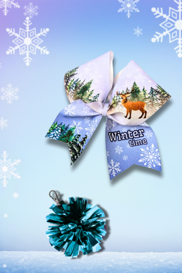 Cheer Box Świąteczny Zimowy, zestaw prezentowy, gift set, profesjonalna kokarda dla cheerleaderek, brelok mini pomponik