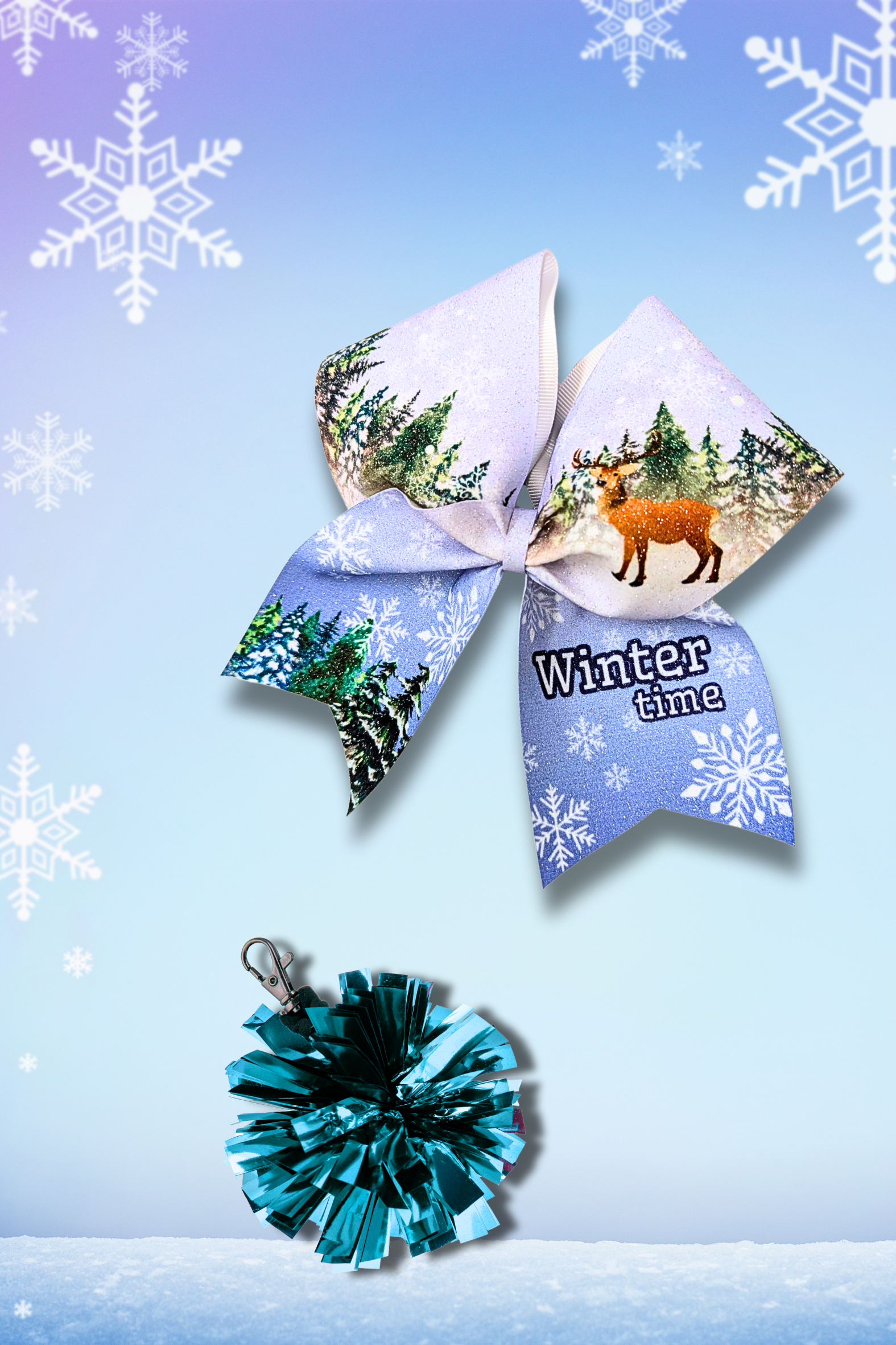 Cheer Box Świąteczny Zimowy, zestaw prezentowy, gift set, profesjonalna kokarda dla cheerleaderek, brelok mini pomponik