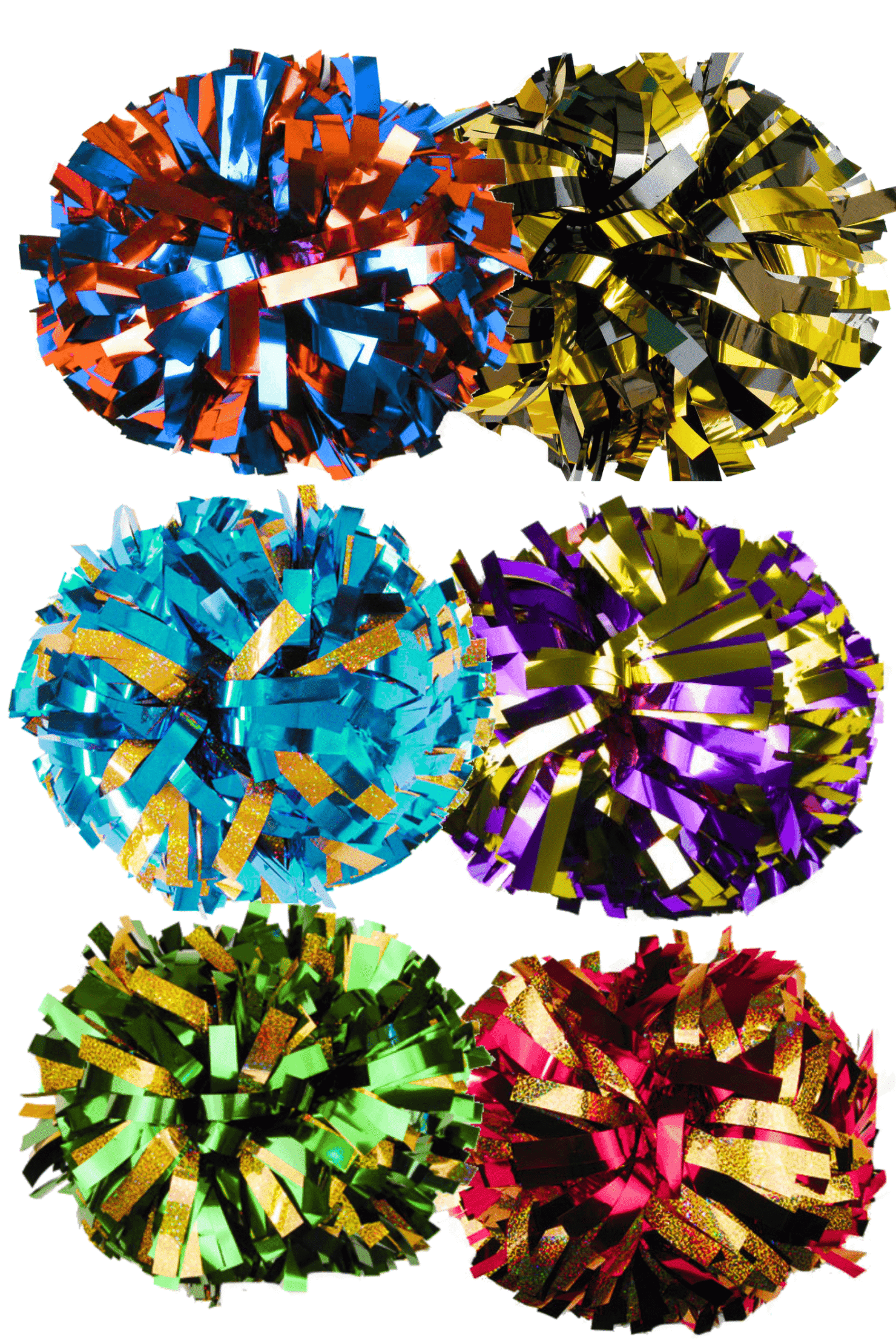 Pompony metallic mix, profesjonalne metaliczne pompony dla cheerleaderek, cheer poms, metallic poms