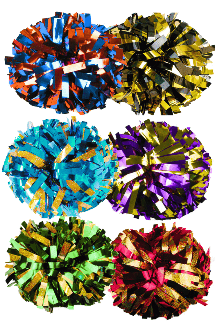 Pompony metallic mix, profesjonalne metaliczne pompony dla cheerleaderek, cheer poms, metallic poms