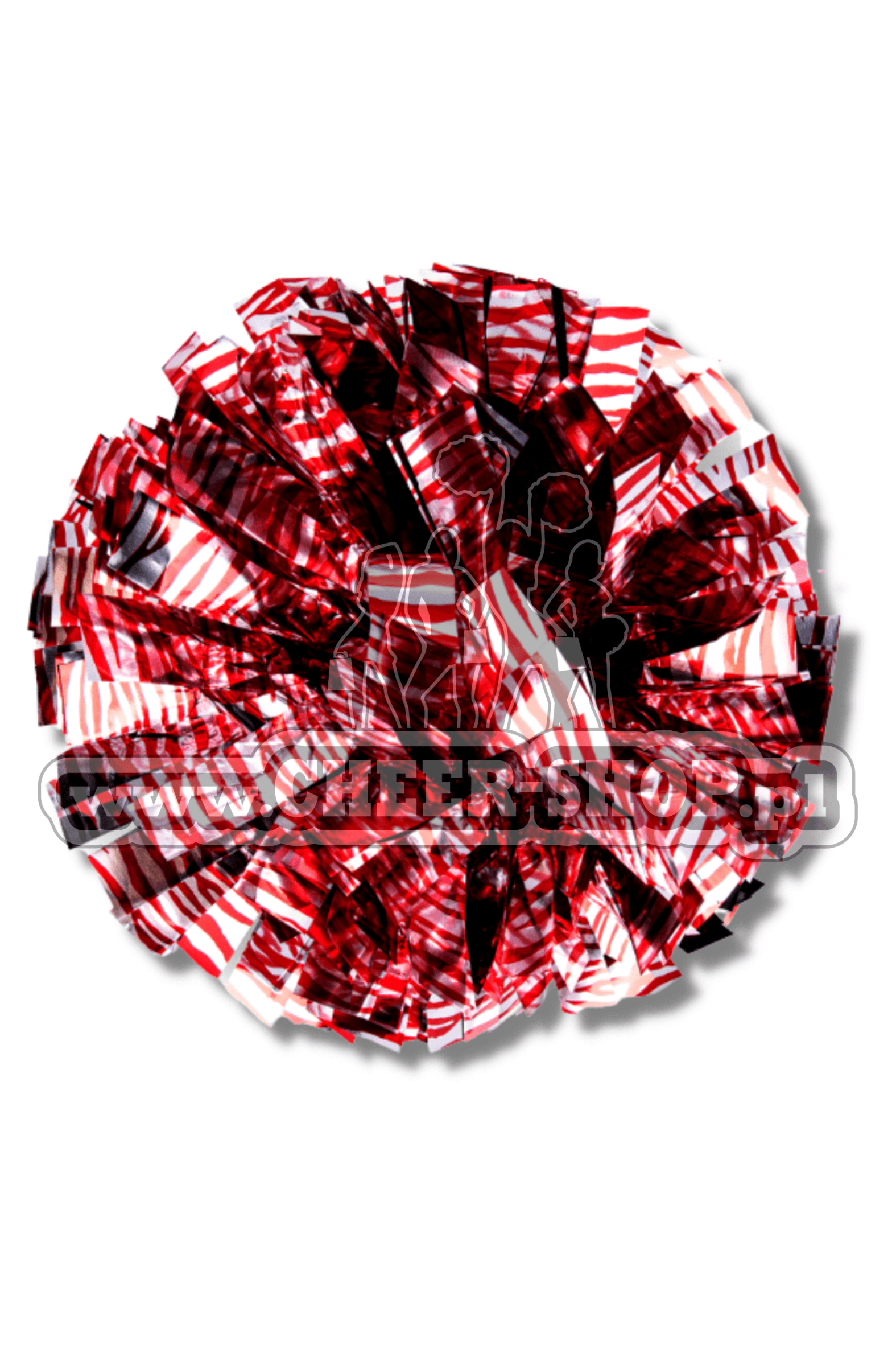 pompon zebra czerwono srebrny