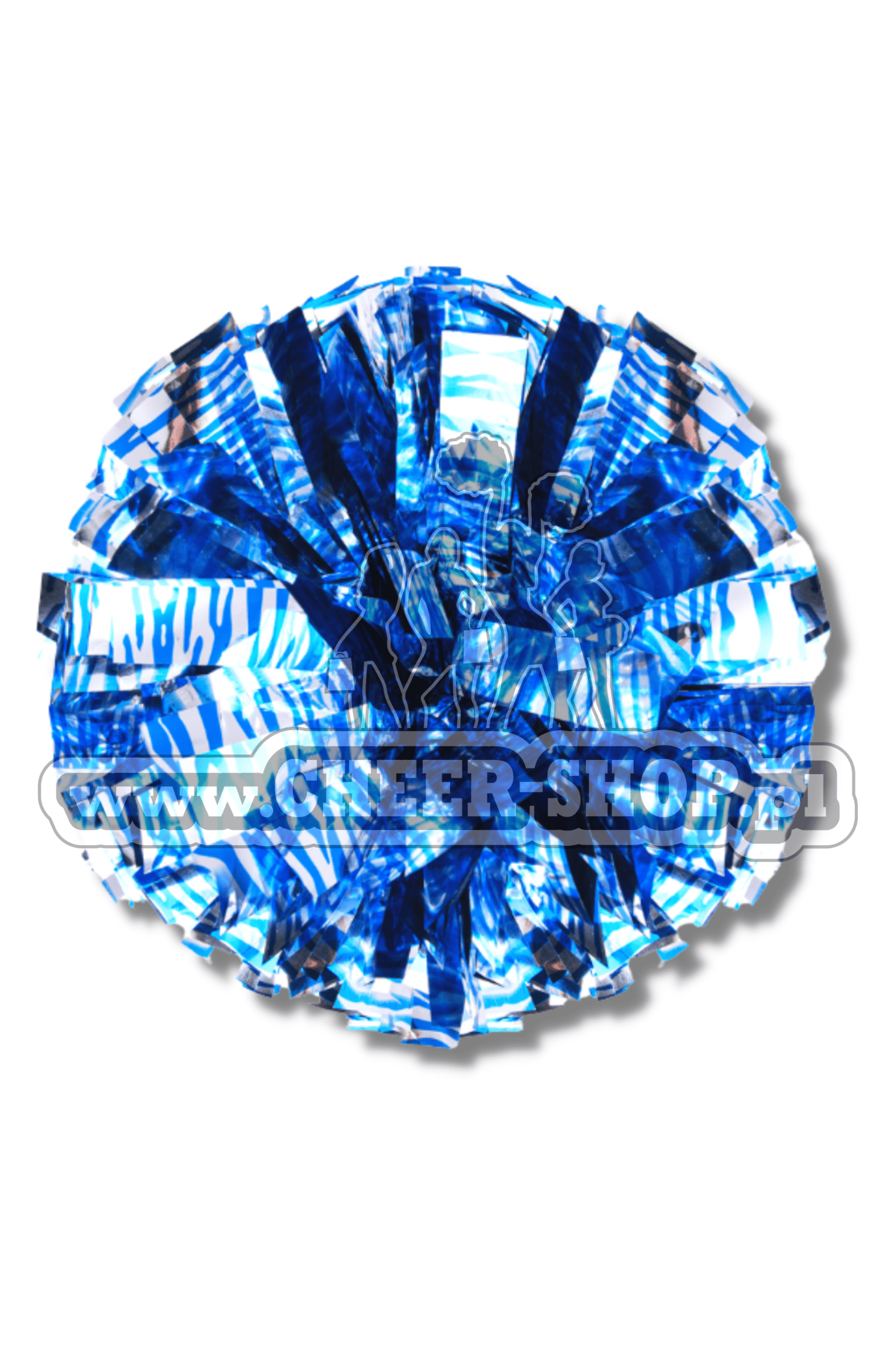 pompon zebra niebiesko srebrny