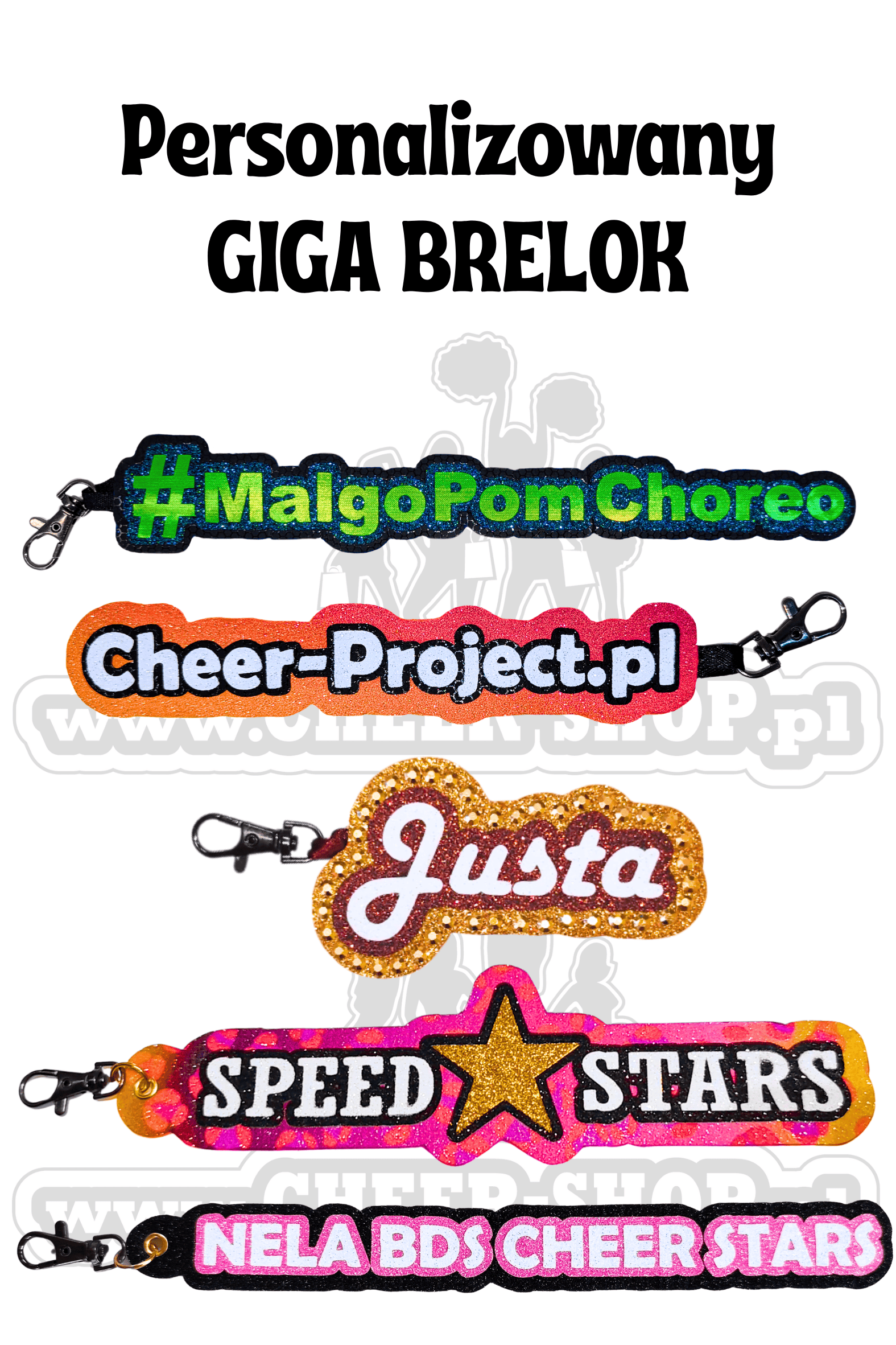 Personalizowany giga brelok dla cheerleaderki, duży prelok, duży brelok z imieniem