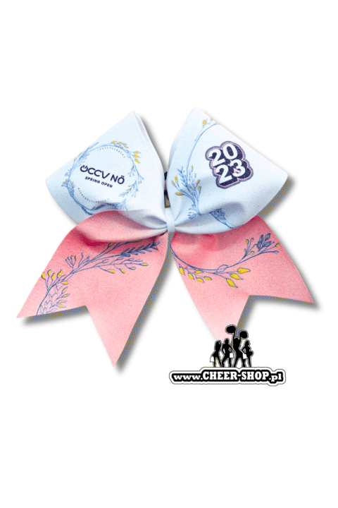 Brokatowa kokarda z twoim nadrukiem, personalizowana kokarda, customized bow, yours bow, cheer bow, bow for cheerleaders, professional bow, profesjonalna kokarda dla cheerleaderek, austria occv 2023