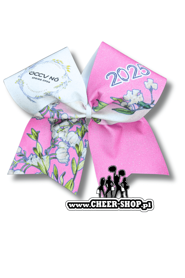 Brokatowa kokarda z twoim nadrukiem, personalizowana kokarda, customized bow, yours bow, cheer bow, bow for cheerleaders, professional bow, profesjonalna kokarda dla cheerleaderek, austria occv 2025