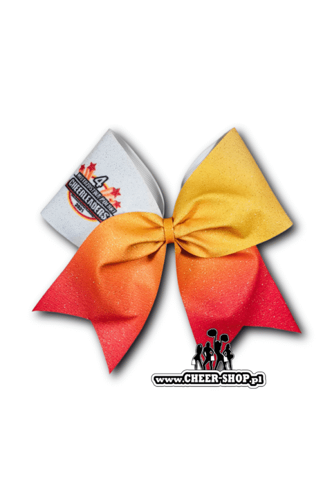 Brokatowa kokarda z twoim nadrukiem, personalizowana kokarda, customized bow, yours bow, cheer bow, bow for cheerleaders, professional bow, profesjonalna kokarda dla cheerleaderek, mistrzostwa polski 2021