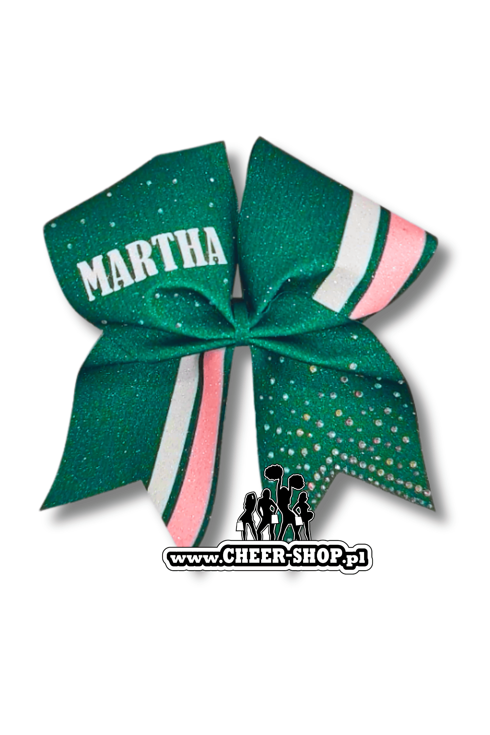 Brokatowa kokarda z twoim nadrukiem, personalizowana kokarda, customized bow, yours bow, cheer bow, bow for cheerleaders, professional bow, profesjonalna kokarda dla cheerleaderek netherlands