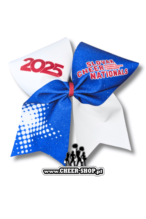 Brokatowa kokarda z twoim nadrukiem, personalizowana kokarda, customized bow, yours bow, cheer bow, bow for cheerleaders, professional bow, profesjonalna kokarda dla cheerleaderek, slovak cheer nationals