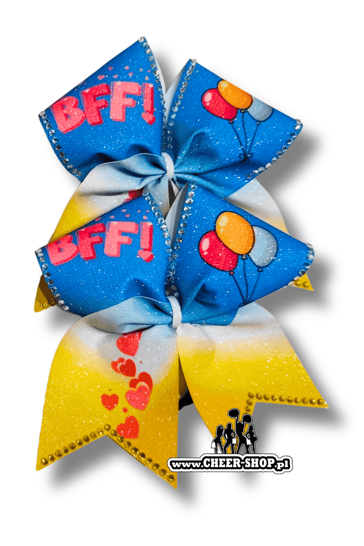 Brokatowa kokarda z twoim nadrukiem, personalizowana kokarda, customized bow, yours bow, cheer bow, bow for cheerleaders, professional bow, profesjonalna kokarda dla cheerleaderek speed stars bff