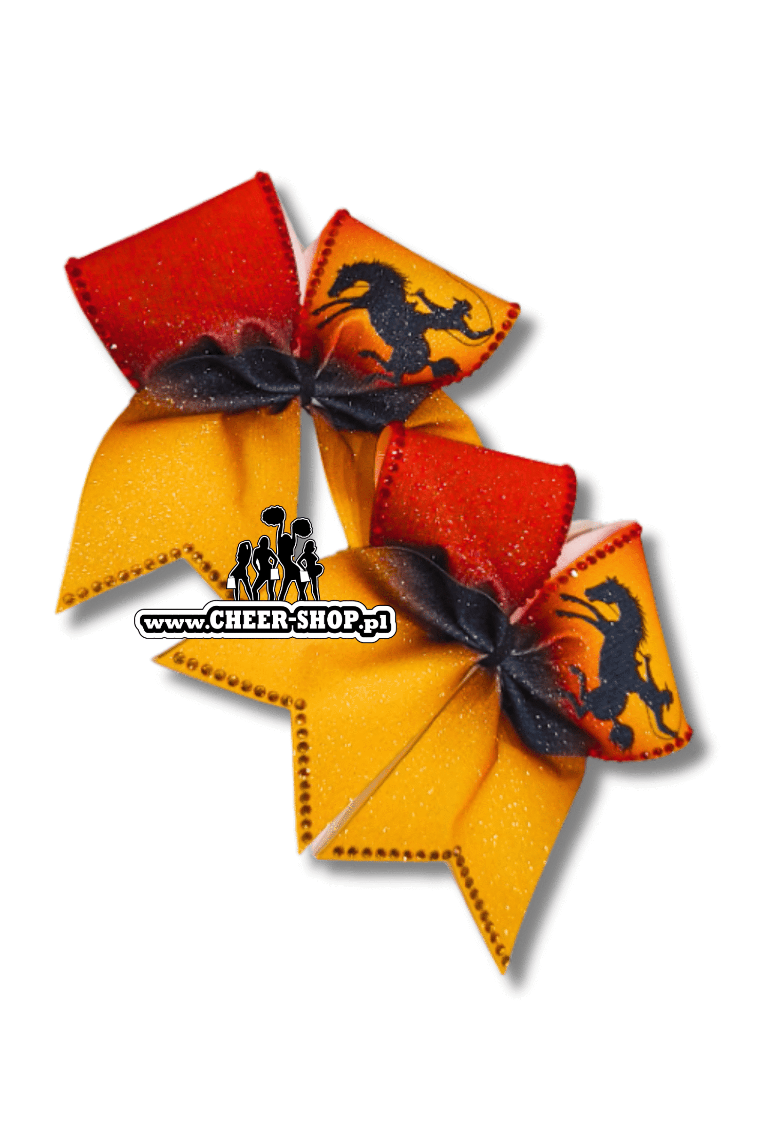 Brokatowa kokarda z twoim nadrukiem, personalizowana kokarda, customized bow, yours bow, cheer bow, bow for cheerleaders, professional bow, profesjonalna kokarda dla cheerleaderek speed stars dziki zachód