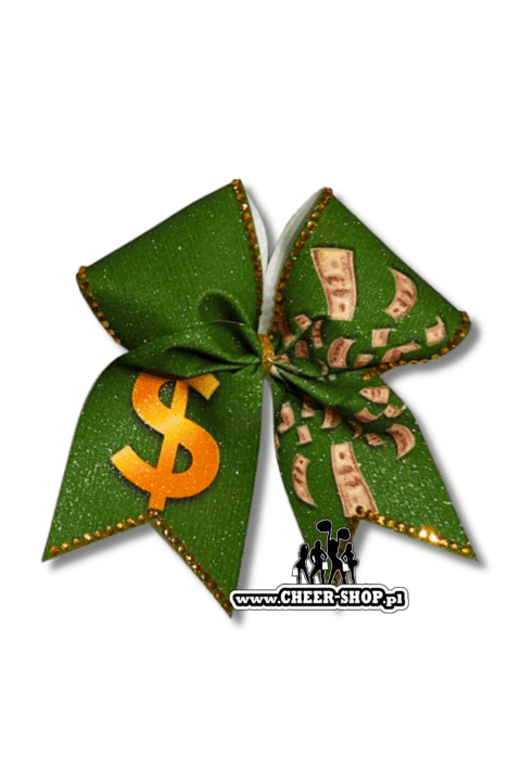 Brokatowa kokarda z twoim nadrukiem, personalizowana kokarda, customized bow, yours bow, cheer bow, bow for cheerleaders, professional bow, profesjonalna kokarda dla cheerleaderek speed stars money