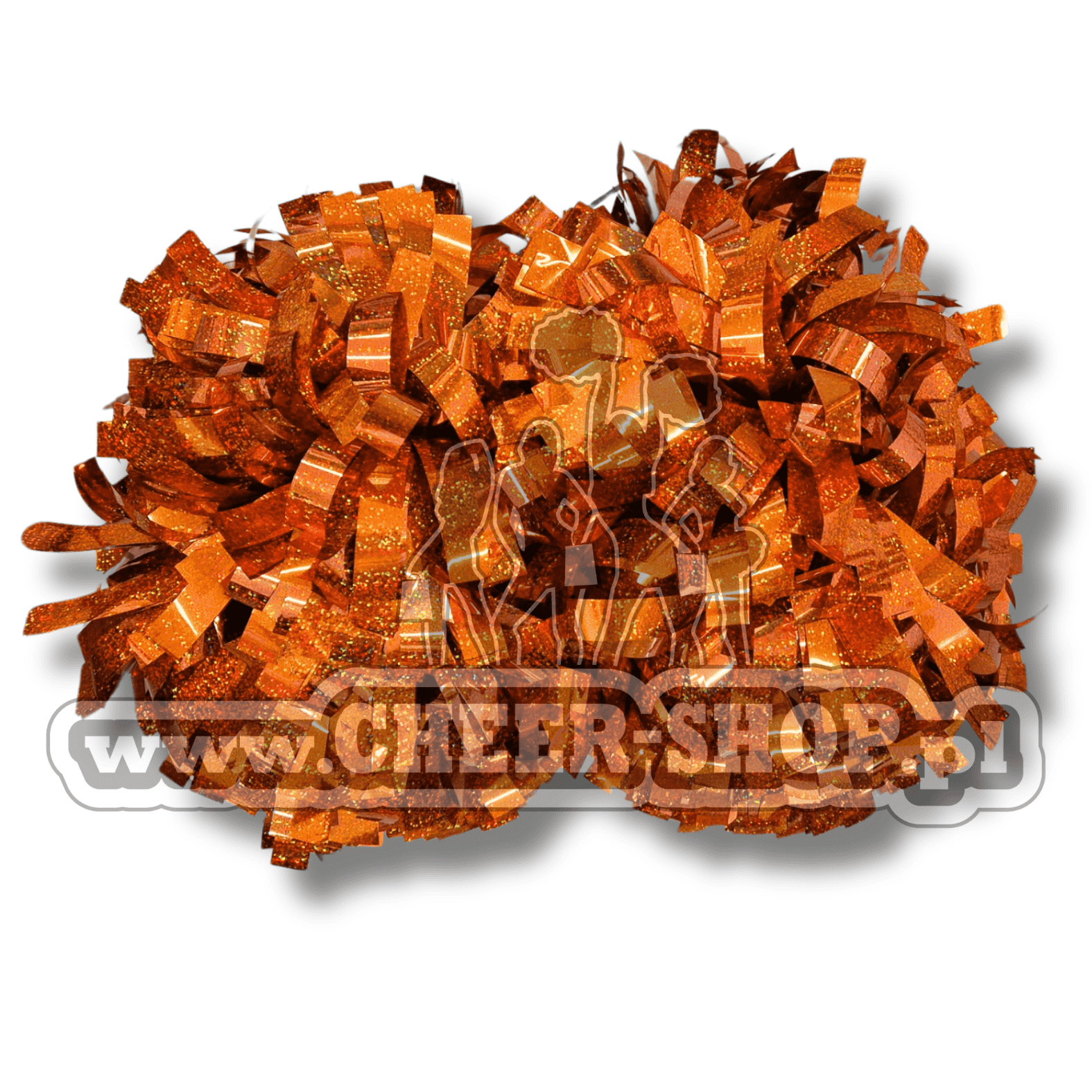 pompon holo, pompon holgraficzny, pompon hologramowy, profesjonalne pompny dla cheerleaderek, pompony pomarańczowe