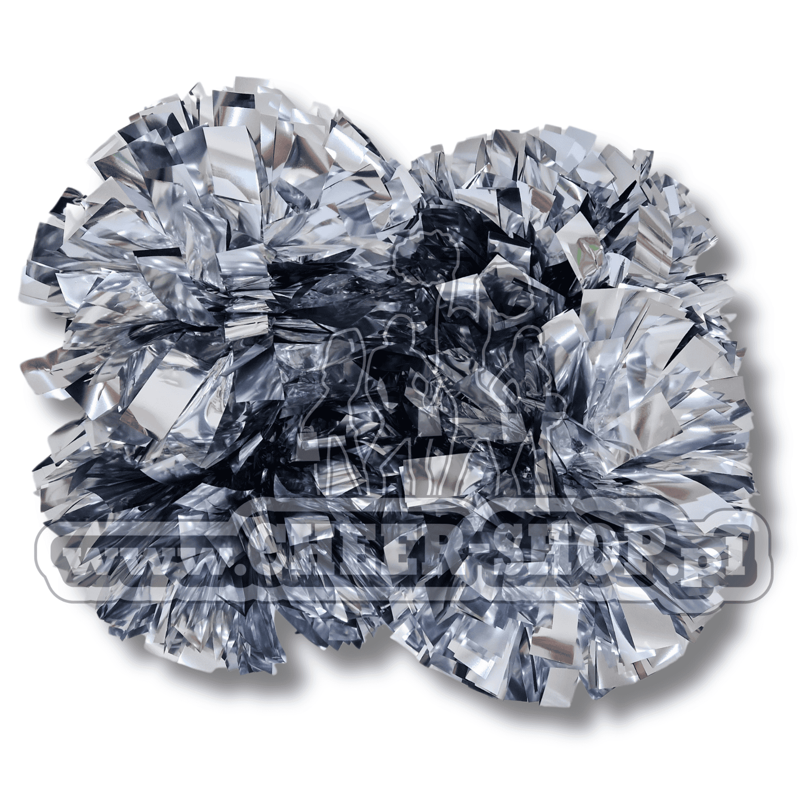 pompony metallic, pompony metaliczne, profesjonalne pompony dla cheerleaderek, pompony dla mażoretek, pompony na zawody, pompony srebrne